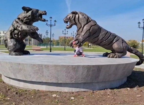 Схватка титанов: скульптура тигра и медведя украсила набережную Комсомольска-на-Амуре